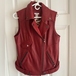 Vintage Cache Leather Motorcycle Vest, Red, M